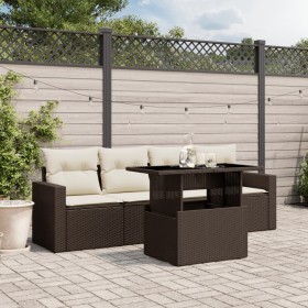 Garten-Essgruppe, 5-teilig, mit braunen Kunststoff-Rattan-Kissen. von , Gartensets - Ref: Foro24-3267103, Preis: 370,51 €, Ra...