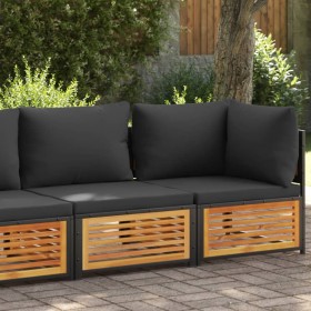 Zweiplätziges Gartensofa mit massivem Akazienholz und Kissen. von , Modulare Sofas für den Außenbereich - Ref: Foro24-367642,...