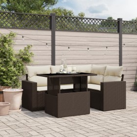 Garten-Essgruppe, 5-teilig, mit braunen Kunststoff-Rattan-Kissen. von , Gartensets - Ref: Foro24-3267253, Preis: 412,31 €, Ra...