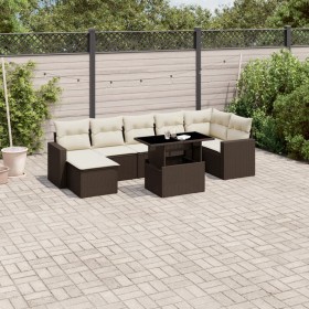 Set of 8-piece garden sofas and brown synthetic rattan cushions by , Garden sets - Ref: Foro24-3267433, Price: 576,44 €, Disc...