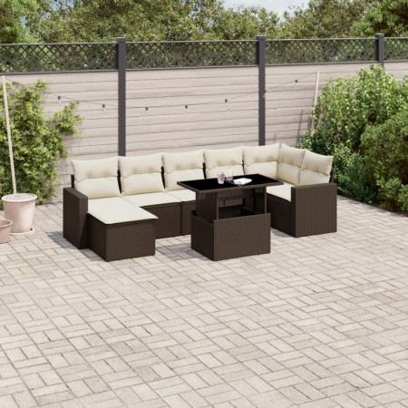 Set aus 8-teiligen Gartensofas und Kissen aus braunem Kunst-Rattan. von , Gartensets - Ref: Foro24-3267433, Preis: 575,32 €, ...