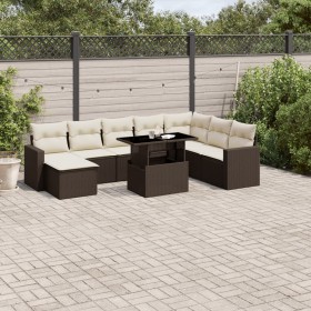 Gartensofagarnitur 9-teilig mit braunen Kissen aus synthetischem Rattan. von , Gartensets - Ref: Foro24-3267473, Preis: 630,2...