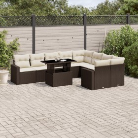 Garden sofa set 10 pieces and brown synthetic rattan cushions by , Garden sets - Ref: Foro24-3267503, Price: 717,64 €, Discou...