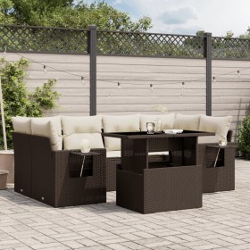 7-teiliges Gartensitzgruppen-Set mit braunen PE-Rattan-Kissen. von , Gartensets - Ref: Foro24-3267763, Preis: 519,99 €, Rabat...