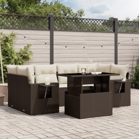 7-teiliges Gartensitzgruppen-Set mit braunen PE-Rattan-Kissen. von , Gartensets - Ref: Foro24-3267763, Preis: 534,64 €, Rabat...