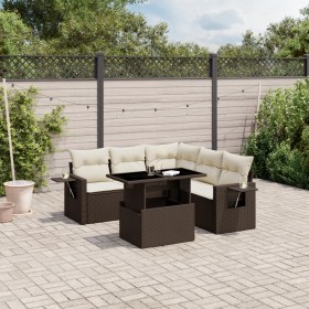 Set of 6-piece garden sofas and brown synthetic rattan cushions by , Garden sets - Ref: Foro24-3267903, Price: 457,99 €, Disc...