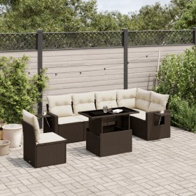 7-piece garden sofa set with brown PE rattan cushions by , Garden sets - Ref: Foro24-3267943, Price: 532,99 €, Discount: %