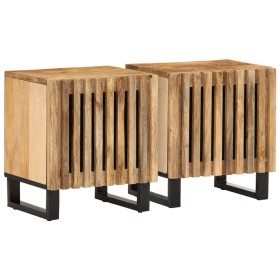 2 solid mango wood rough bedside tables 40x34x46 cm by , Nightstands - Ref: Foro24-377417, Price: 121,99 €, Discount: %