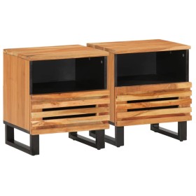 2 solid acacia wood bedside tables 40x34x46 cm by , Nightstands - Ref: Foro24-377469, Price: 143,99 €, Discount: %