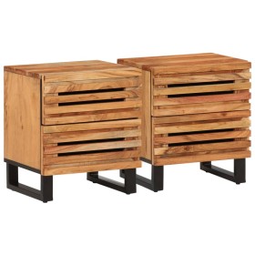 2 solid acacia wood bedside tables 40x34x46 cm by , Nightstands - Ref: Foro24-377429, Price: 157,32 €, Discount: %