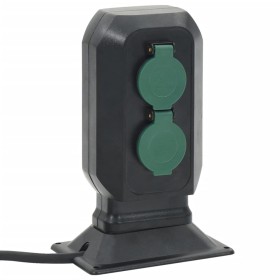 Outdoor plug with 4-way stake, black and green, 15.5x11x24 cm. by , wall sockets - Ref: Foro24-4010101, Price: 25,23 €, Disco...