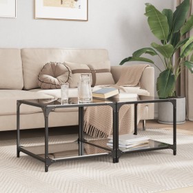 Black glass and steel coffee tables, set of 2, 50x50x40 cm by , Coffee table - Ref: Foro24-845973, Price: 86,99 €, Discount: %