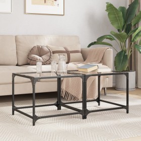 2 units of transparent glass and steel coffee tables 50x50x40 cm by , Coffee table - Ref: Foro24-845967, Price: 61,99 €, Disc...