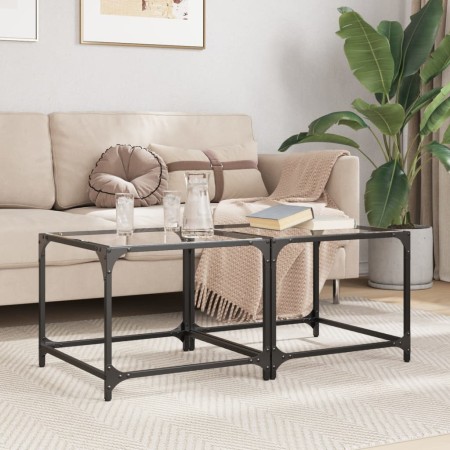 2 units of transparent glass and steel coffee tables 50x50x40 cm by , Coffee table - Ref: Foro24-845967, Price: 59,71 €, Disc...