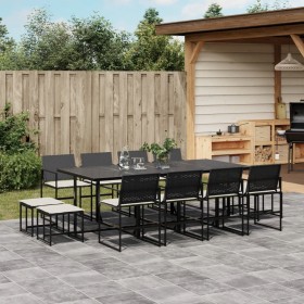 Garten-Essgruppe mit 13-teiligen Kissen aus schwarzem Kunststoff-Rattan. von , Gartensets - Ref: Foro24-3295070, Preis: 610,9...