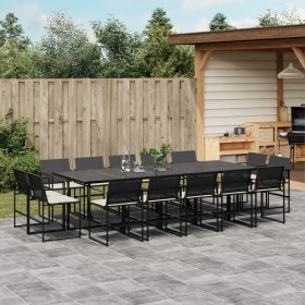 Garten-Essgruppe mit 15-teiligen Kissen aus schwarzem Kunst-Rattan. von , Gartensets - Ref: Foro24-3295066, Preis: 842,97 €, ...