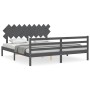 Estructura cama de matrimonio con cabecero madera maciza gris de vidaXL, Camas y somieres - Ref: Foro24-3195303, Precio: 176,...