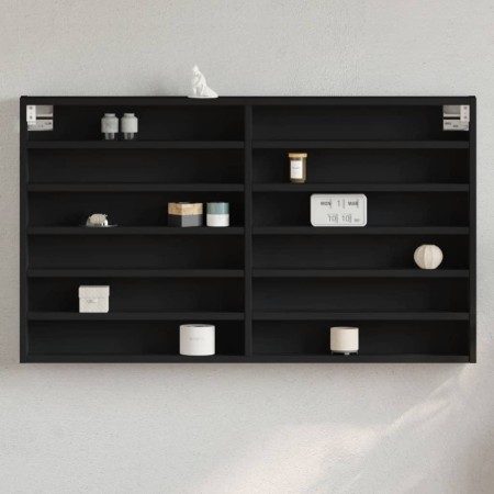 Black engineered wood display case 100x8.5x58 cm by , Shelves and shelves - Ref: Foro24-847941, Price: 55,28 €, Discount: %