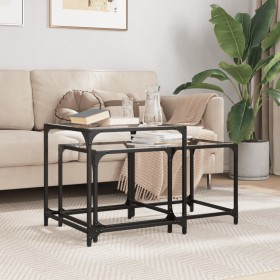 Stackable coffee tables with glass top, set of 2, steel. by , Coffee table - Ref: Foro24-845984, Price: 72,99 €, Discount: %