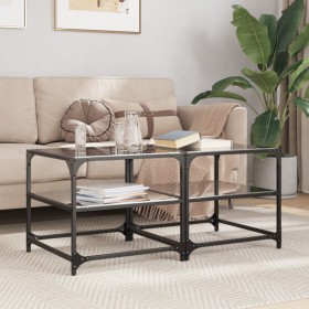 Glass surface coffee table 2 units black steel 50x50x45 cm by , Coffee table - Ref: Foro24-846009, Price: 91,99 €, Discount: %