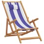 Folding beach chair made of solid eucalyptus wood and blue and white fabric. by , Garden chairs - Ref: Foro24-366563, Price: ...