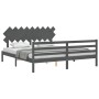 Estructura cama de matrimonio con cabecero madera maciza gris de vidaXL, Camas y somieres - Ref: Foro24-3195303, Precio: 176,...