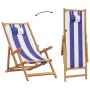 Folding beach chair made of solid eucalyptus wood and blue and white fabric. by , Garden chairs - Ref: Foro24-366563, Price: ...