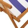 Folding beach chair made of solid eucalyptus wood and blue and white fabric. by , Garden chairs - Ref: Foro24-366563, Price: ...