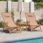 Folding beach chair made of solid eucalyptus wood and taupe fabric. by , Garden chairs - Ref: Foro24-366561, Price: 66,99 €, ...