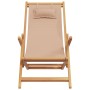 Folding beach chair made of solid eucalyptus wood and taupe fabric. by , Garden chairs - Ref: Foro24-366561, Price: 66,99 €, ...