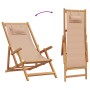 Folding beach chair made of solid eucalyptus wood and taupe fabric. by , Garden chairs - Ref: Foro24-366561, Price: 66,99 €, ...