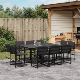 11-piece garden dining set with black textilene cushions by , Garden sets - Ref: Foro24-3295079, Price: 527,99 €, Discount: %