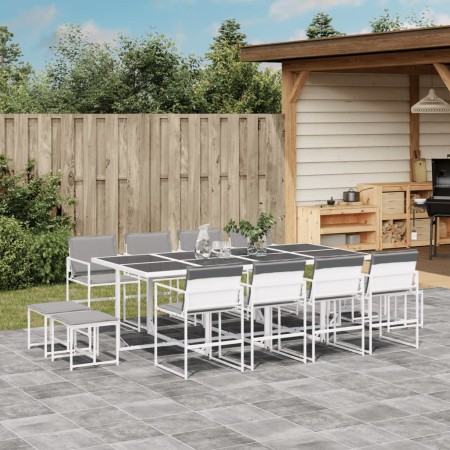 13-piece garden dining set with white textilene cushions by , Garden sets - Ref: Foro24-3295100, Price: 581,42 €, Discount: %