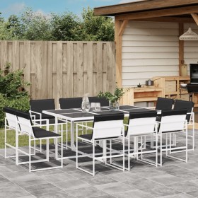 11-piece garden dining set with white textilene cushions by , Garden sets - Ref: Foro24-3295109, Price: 529,99 €, Discount: %