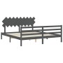 Estructura cama de matrimonio con cabecero madera maciza gris de vidaXL, Camas y somieres - Ref: Foro24-3195303, Precio: 176,...