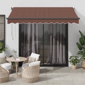 Toldo retráctil automático con LEDs marrón 350x250 cm de , Toldos - Ref: Foro24-3310207, Precio: 494,99 €, Descuento: %