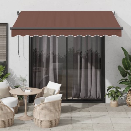 Toldo retráctil automático con LEDs marrón 350x250 cm de , Toldos - Ref: Foro24-3310207, Precio: 494,99 €, Descuento: %