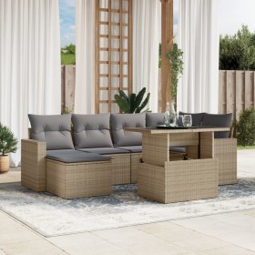 Gartensofagarnitur 7-teilig mit Kissen aus synthetischem Rattan in Beige. von , Gartensets - Ref: Foro24-3267419, Preis: 531,...