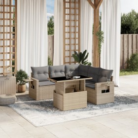 Gartensofa-Set mit 6-teiligen Kissen aus synthetischem Rattan in Beige. von , Gartensets - Ref: Foro24-3267899, Preis: 481,93...