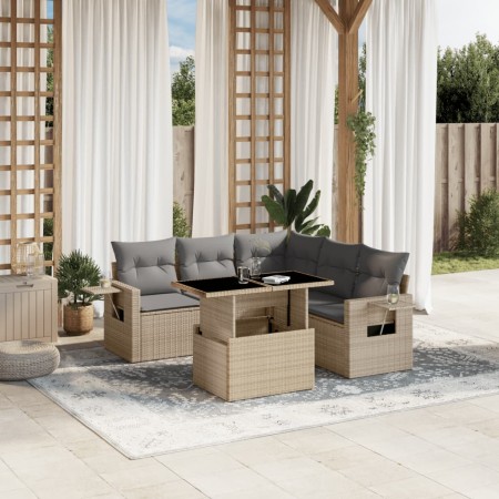 Gartensofa-Set mit 6-teiligen Kissen aus synthetischem Rattan in Beige. von , Gartensets - Ref: Foro24-3267899, Preis: 459,09...