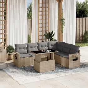 Set of 7-piece garden sofas and beige synthetic rattan cushions by , Garden sets - Ref: Foro24-3267929, Price: 532,52 €, Disc...