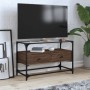 TV stand made of brown oak wood and glass, measuring 80x35x51 cm. by , TV Furniture - Ref: Foro24-846063, Price: 84,99 €, Dis...