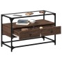 TV stand made of brown oak wood and glass, measuring 80x35x51 cm. by , TV Furniture - Ref: Foro24-846063, Price: 84,99 €, Dis...