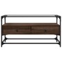 TV stand made of brown oak wood and glass, dimensions 98x35x51 cm. by , TV Furniture - Ref: Foro24-846068, Price: 94,60 €, Di...