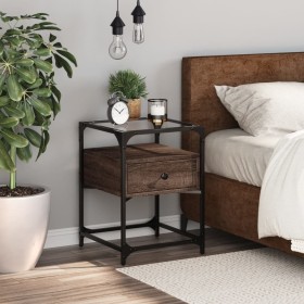 Engineered wood brown oak bedside table 40x40x55 cm by , Nightstands - Ref: Foro24-846082, Price: 59,28 €, Discount: %