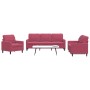 Sofagarnitur mit 3-teiligen Kissen aus bordeauxrotem Samt. von , Sofas - Ref: Foro24-3278355, Preis: 624,11 €, Rabatt: %