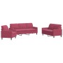 Sofagarnitur mit 3-teiligen Kissen aus bordeauxrotem Samt. von , Sofas - Ref: Foro24-3278355, Preis: 624,11 €, Rabatt: %