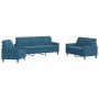 Set of sofas with 3 blue velvet cushions by , Sofas - Ref: Foro24-3278360, Price: 610,89 €, Discount: %