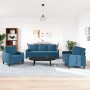 Set of sofas with 3 blue velvet cushions by , Sofas - Ref: Foro24-3278360, Price: 610,89 €, Discount: %