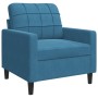 Set of sofas with 3 blue velvet cushions by , Sofas - Ref: Foro24-3278360, Price: 610,89 €, Discount: %